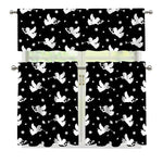 Black And White Angel Pattern Print 3 Piece Kitchen Curtains