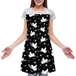 Black And White Angel Pattern Print Adjustable Apron