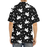 Black And White Angel Pattern Print Aloha Shirt