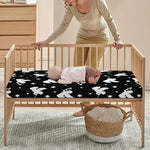 Black And White Angel Pattern Print Baby Crib Sheet