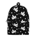 Black And White Angel Pattern Print Backpack