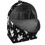 Black And White Angel Pattern Print Backpack