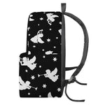Black And White Angel Pattern Print Backpack