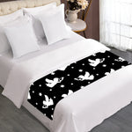 Black And White Angel Pattern Print Bed Runner