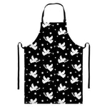 Black And White Angel Pattern Print Bib Apron With Pocket