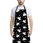 Black And White Angel Pattern Print Bib Apron With Pocket