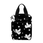 Black And White Angel Pattern Print Bible Tote Bag