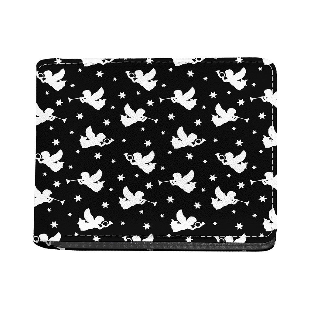 Black And White Angel Pattern Print Bifold Wallet