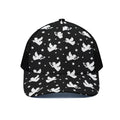 Black And White Angel Pattern Print Black Mesh Trucker Hat