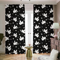 Black And White Angel Pattern Print Dimout Pencil Pleat Curtains