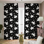 Black And White Angel Pattern Print Blackout Pencil Pleat Curtains