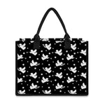 Black And White Angel Pattern Print Canvas Tote Bag