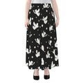 Black And White Angel Pattern Print Chiffon Maxi Skirt