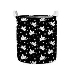 Black And White Angel Pattern Print Collapsible Laundry Basket