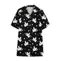 Black And White Angel Pattern Print Cotton Hawaiian Shirt