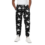 Black And White Angel Pattern Print Cotton Pants