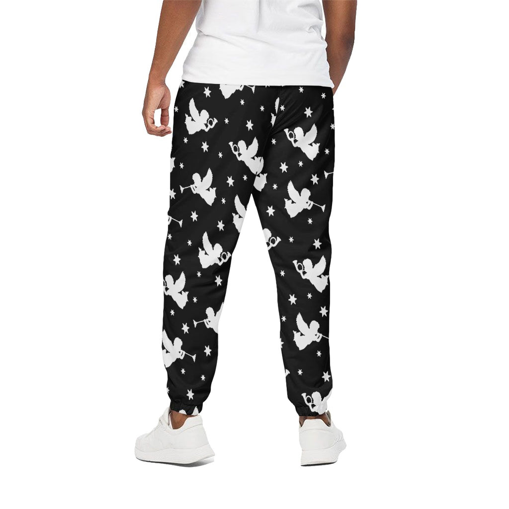 Black And White Angel Pattern Print Cotton Pants