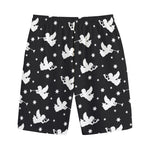Black And White Angel Pattern Print Cotton Shorts