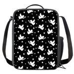 Black And White Angel Pattern Print Crossbody Lunch Bag