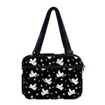 Black And White Angel Pattern Print Double Strap Bible Bag