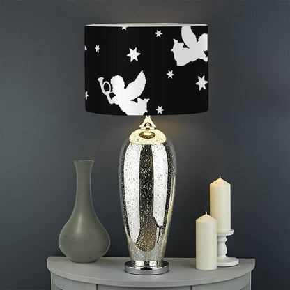 Black And White Angel Pattern Print Drum Lamp Shade