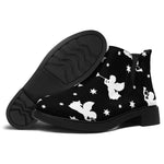 Black And White Angel Pattern Print Flat Ankle Boots