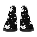 Black And White Angel Pattern Print Flat Ankle Boots