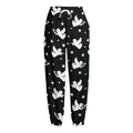 Black And White Angel Pattern Print Fleece Lined Knit Pants