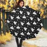 Black And White Angel Pattern Print Foldable Umbrella