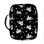 Black And White Angel Pattern Print Front Pocket Bible Bag