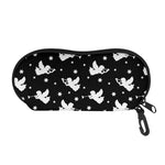 Black And White Angel Pattern Print Glasses Case
