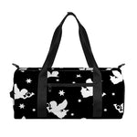 Black And White Angel Pattern Print Gym Bag