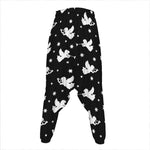 Black And White Angel Pattern Print Hammer Pants