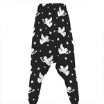 Black And White Angel Pattern Print Hammer Pants