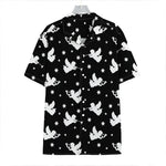 Black And White Angel Pattern Print Hawaiian Shirt
