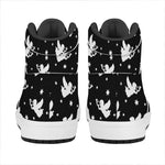 Black And White Angel Pattern Print High Top Leather Sneakers