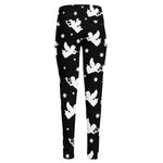 Black And White Angel Pattern Print High-Waisted Pocket Leggings