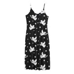 Black And White Angel Pattern Print Jersey Midi Cami Dress