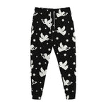 Black And White Angel Pattern Print Jogger Pants