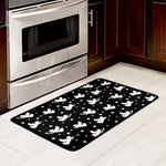 Black And White Angel Pattern Print Kitchen Mat
