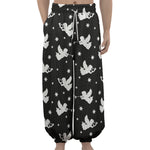 Black And White Angel Pattern Print Lantern Pants