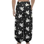 Black And White Angel Pattern Print Lantern Pants