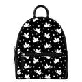 Black And White Angel Pattern Print Leather Backpack
