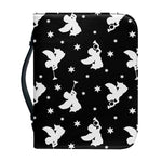 Black And White Angel Pattern Print Leather Bible Cover