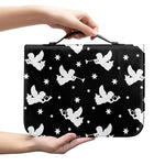Black And White Angel Pattern Print Leather Bible Cover