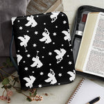 Black And White Angel Pattern Print Leather Bible Cover