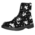 Black And White Angel Pattern Print Lace-Up Boots