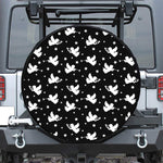 Black And White Angel Pattern Print Leather Spare Tire Cover