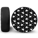 Black And White Angel Pattern Print Leather Spare Tire Cover