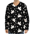 Black And White Angel Pattern Print Long Sleeve Baseball Jersey